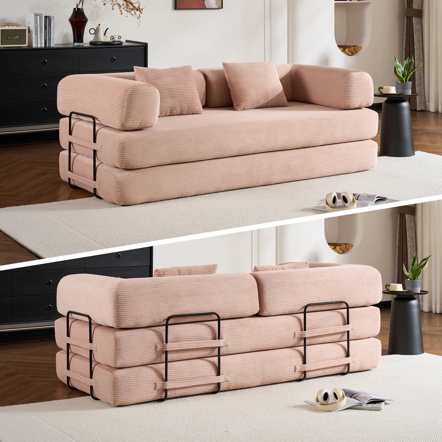 THOLASIS Folding Convertible Sofa Bed Futon for Small Spaces