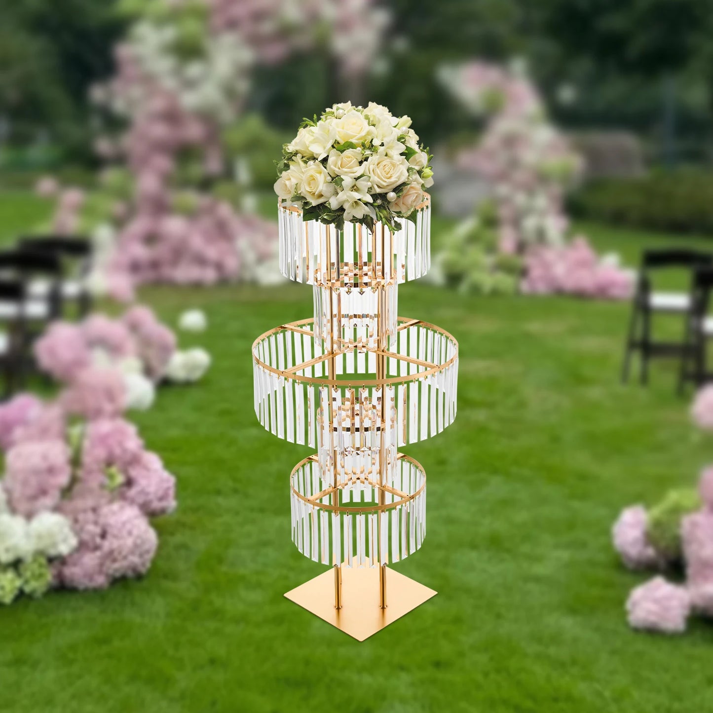 5-Tier Wedding Flower Stand Centerpiece, Acrylic Hanging Display