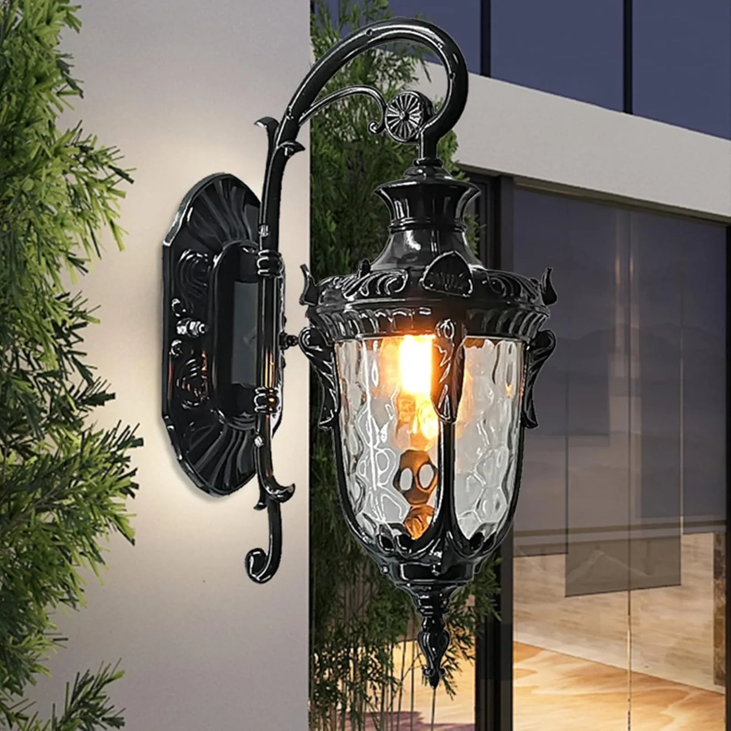 Bymaocar Waterproof Sconce Porch Lamp Outdoor Wall Mount Glass Shade