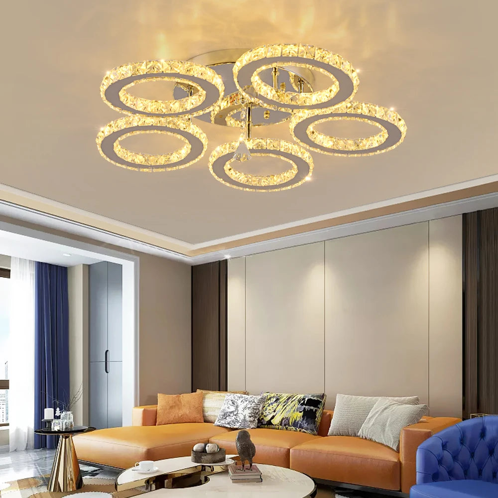 VETRULUS Crystal Ceiling Chandelier LED Lighting For Living Room