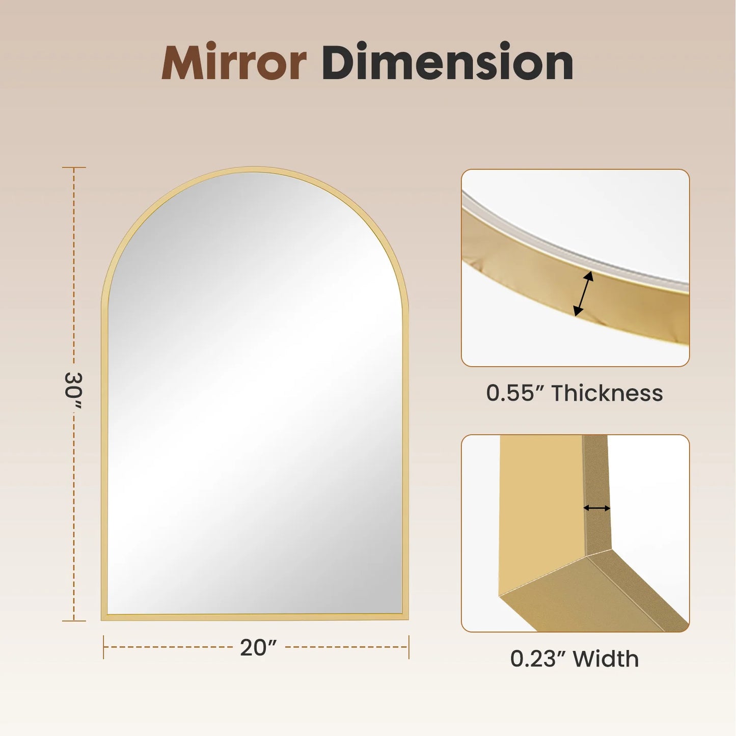 JHK Arched Framed Bathroom Mirror Wall Decor In Modern Home