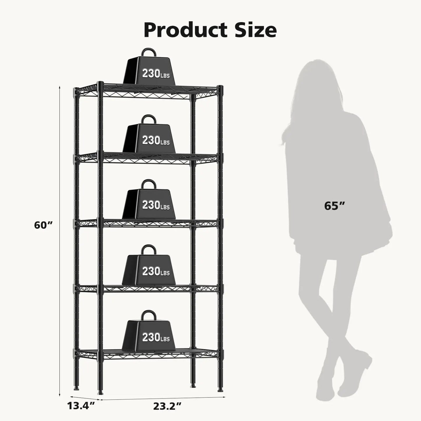 JHK 3-5 Tier Metal Wire Storage Shelves Adjustable Heavy Duty