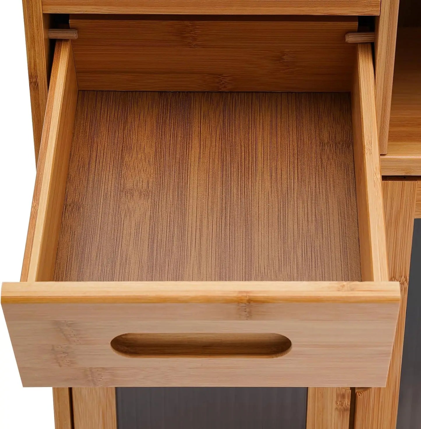 Bymaocar Bamboo Kitchen Pantry Cabinet With Bread Box And Drawers