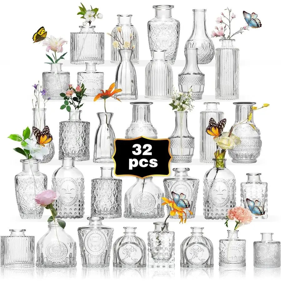 Bud Vase Set of 32 Glass Vases for Wedding Centerpieces
