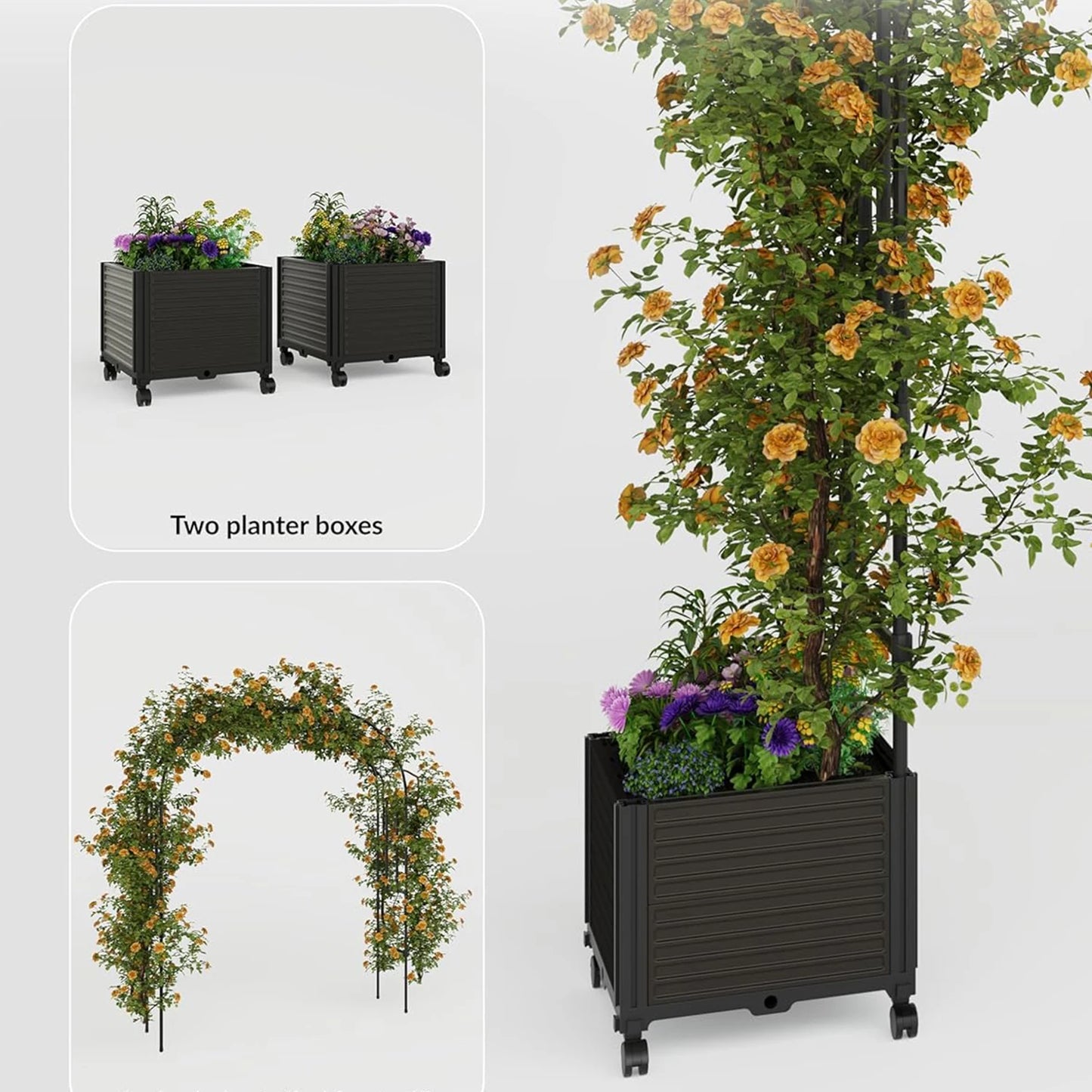 Raised Garden Bed With Trellis Arch Planter Steel Cedar Combo