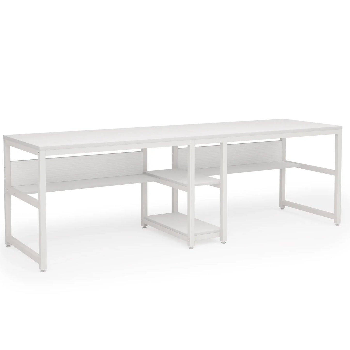 Tribesigns Two Person Desk With Bookshelf Rustic Computer Desk Workstation