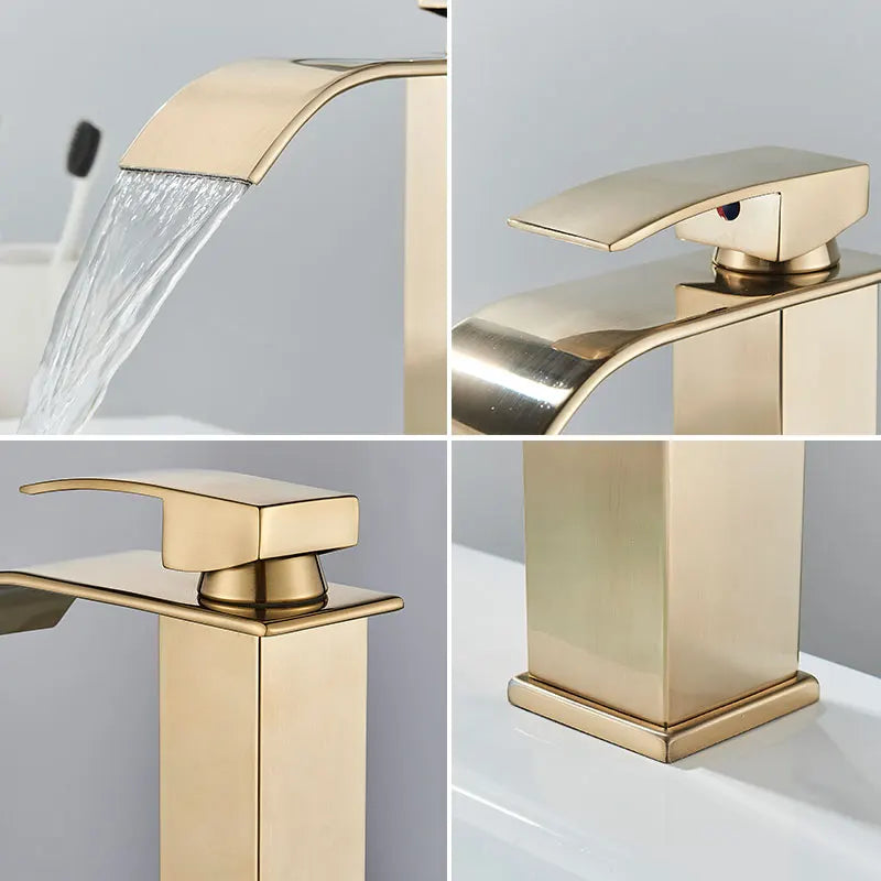 ulgksd Waterfall Bathroom Basin Sink Faucet Single Handle Hot And Cold Mixer