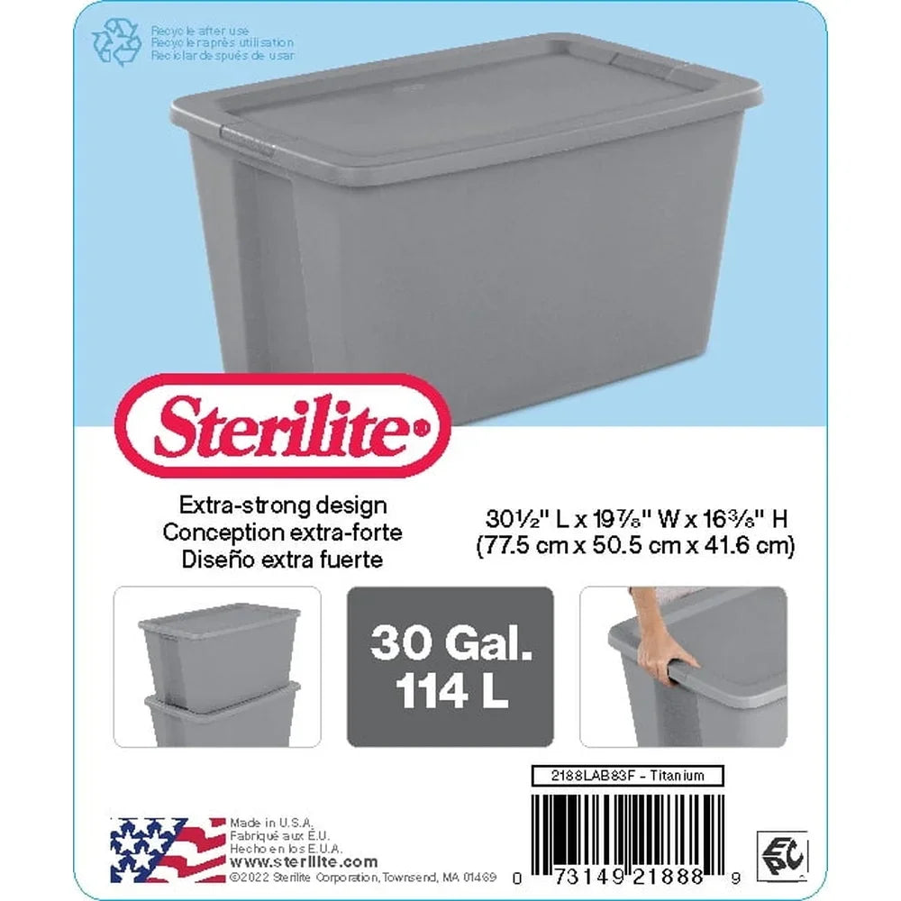 Stackable Storage Bin with Lid and Integrated Handles