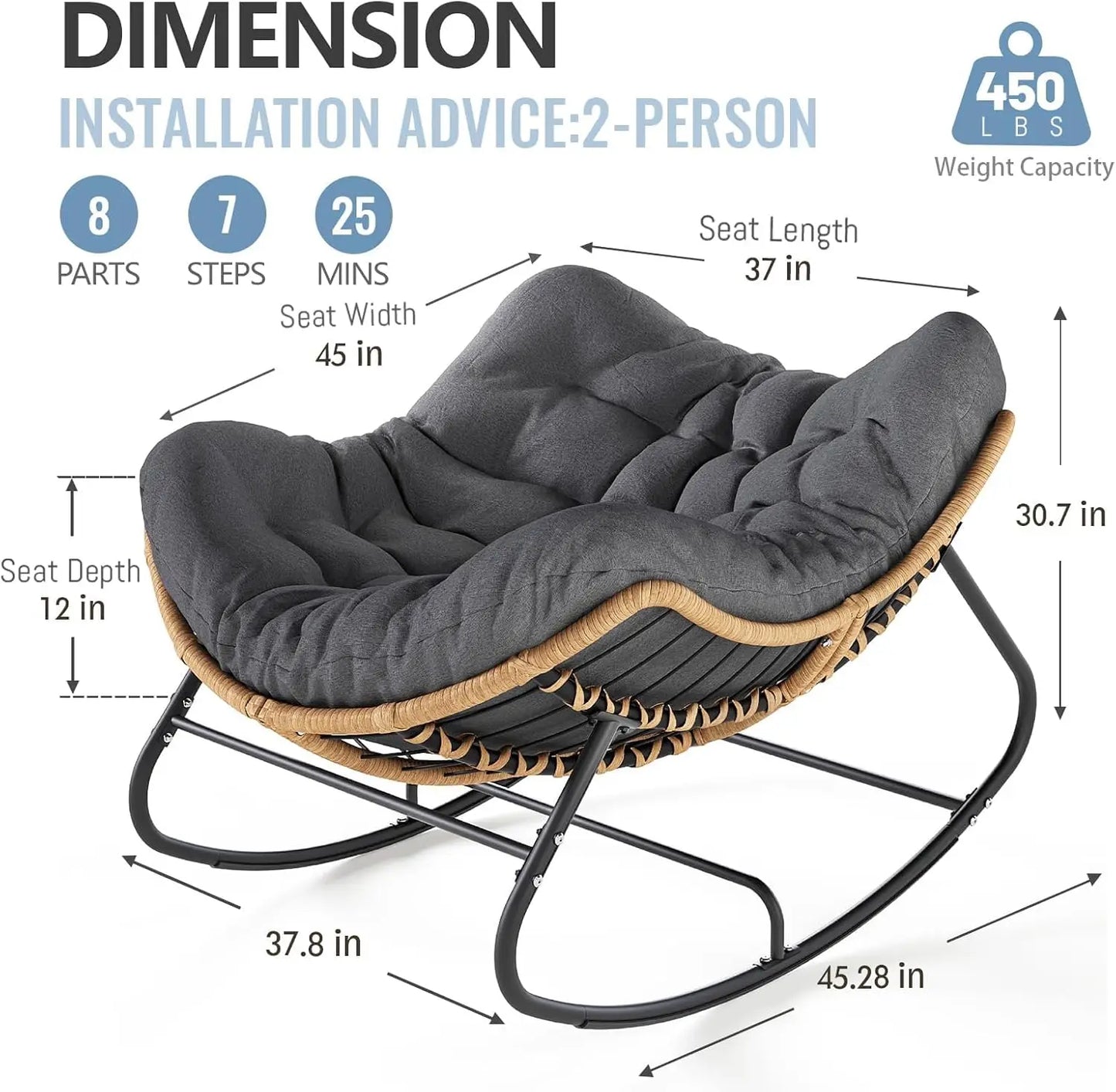 Outdoor Rocking Chair Papasan Wicker Reading Lounge