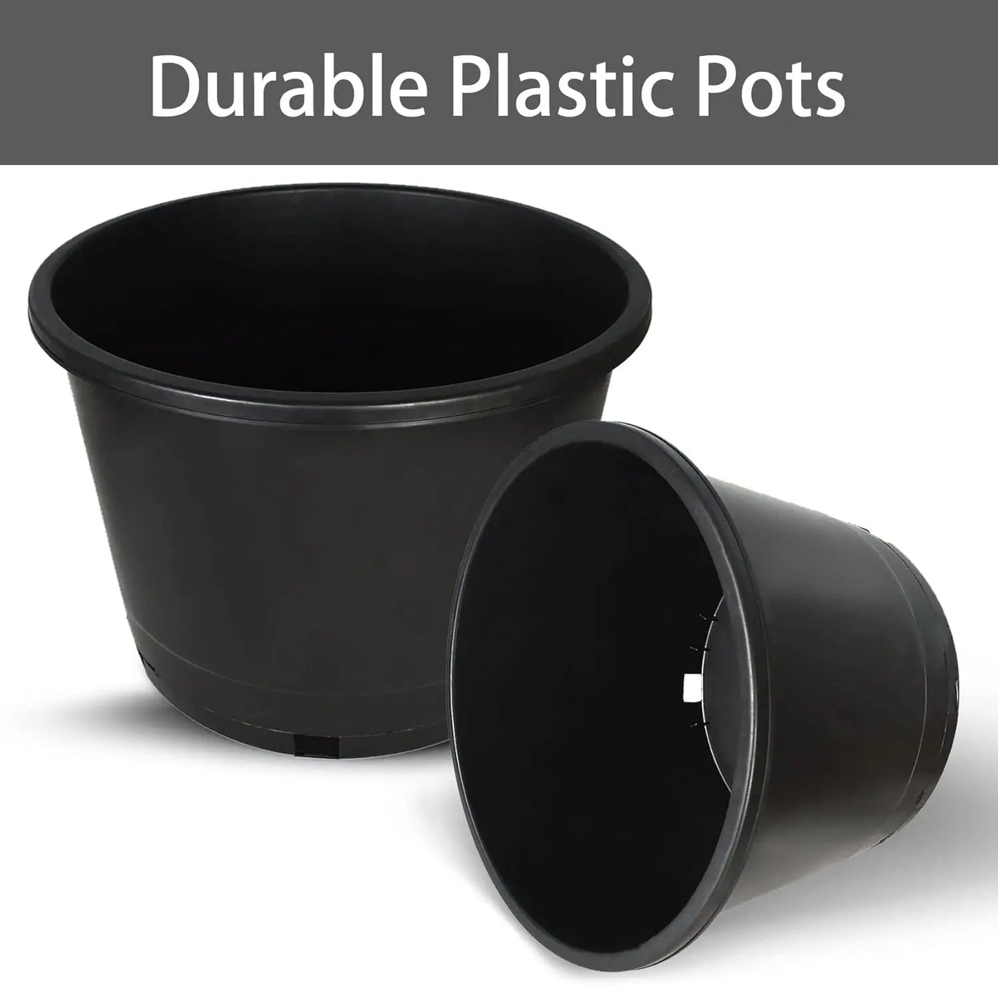 Durable Plastic Plant Pots FivePack For Indoor Outdoor Gardening