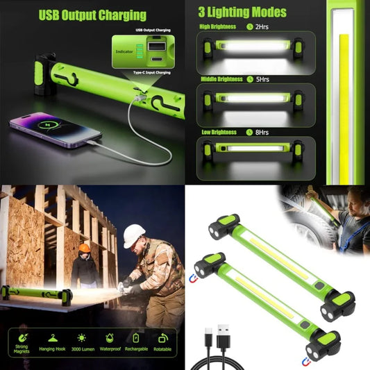 Rechargeable 3000LM Mechanic Work Light, Magnetic, Portable SOS