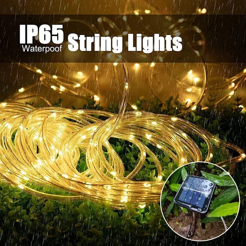 IEEYEEY LED Solar Rope Light For Outdoor Garden Decor