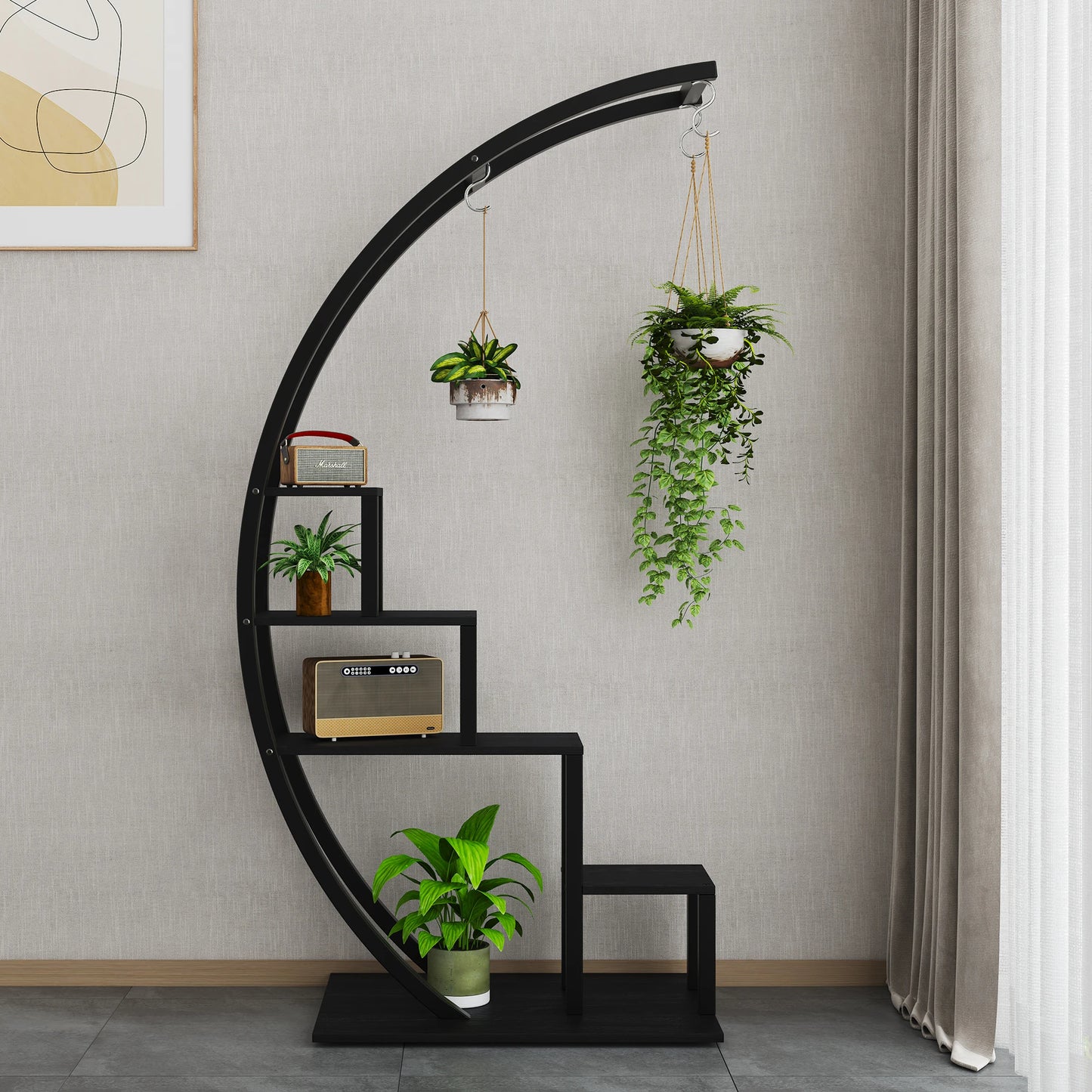 HiMISS 5 Tier Metal Plant Stand With Half Moon Design