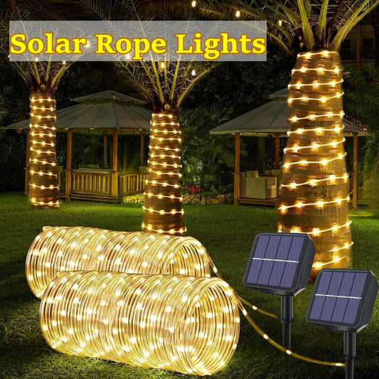 IEEYEEY LED Solar Rope Light For Outdoor Garden Decor