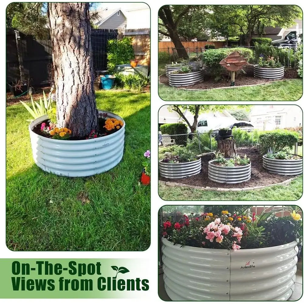 Galvanized Raised Garden Bed Set For Outdoor Vegetables And Herbs