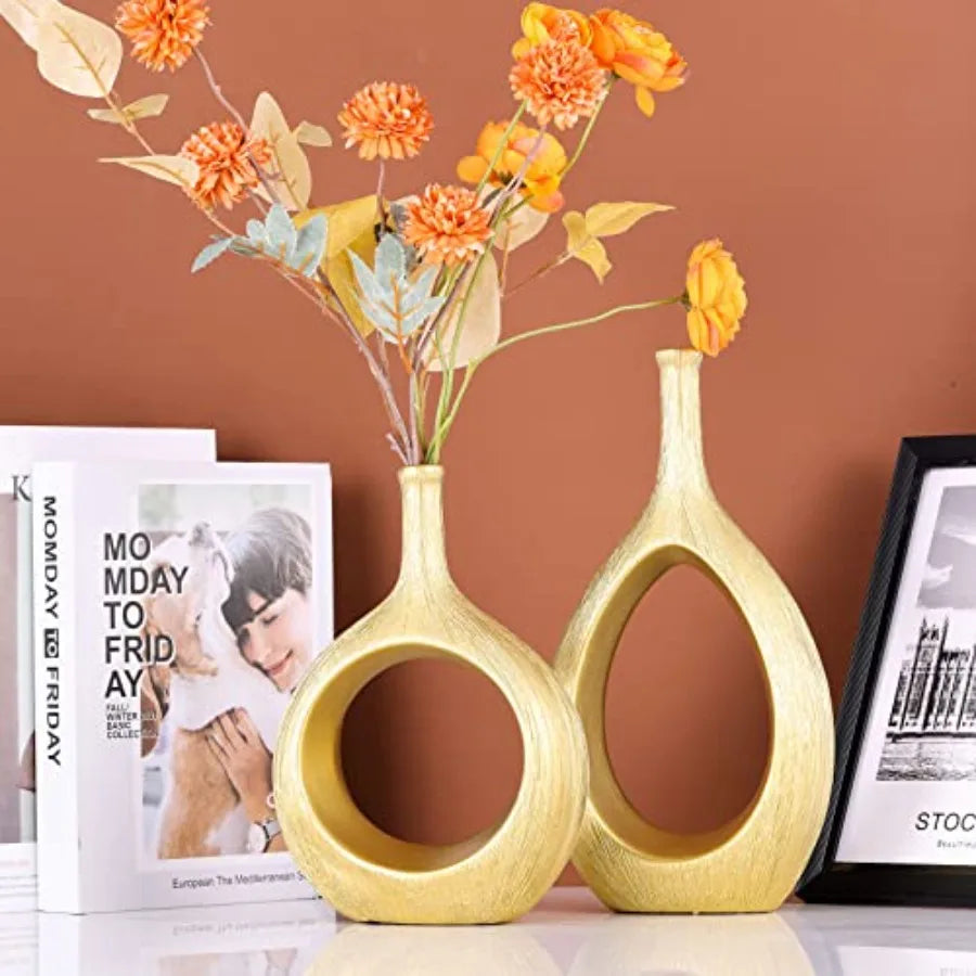 Ceramic Vase Set Modern Hollow Circle Vases Home Decor