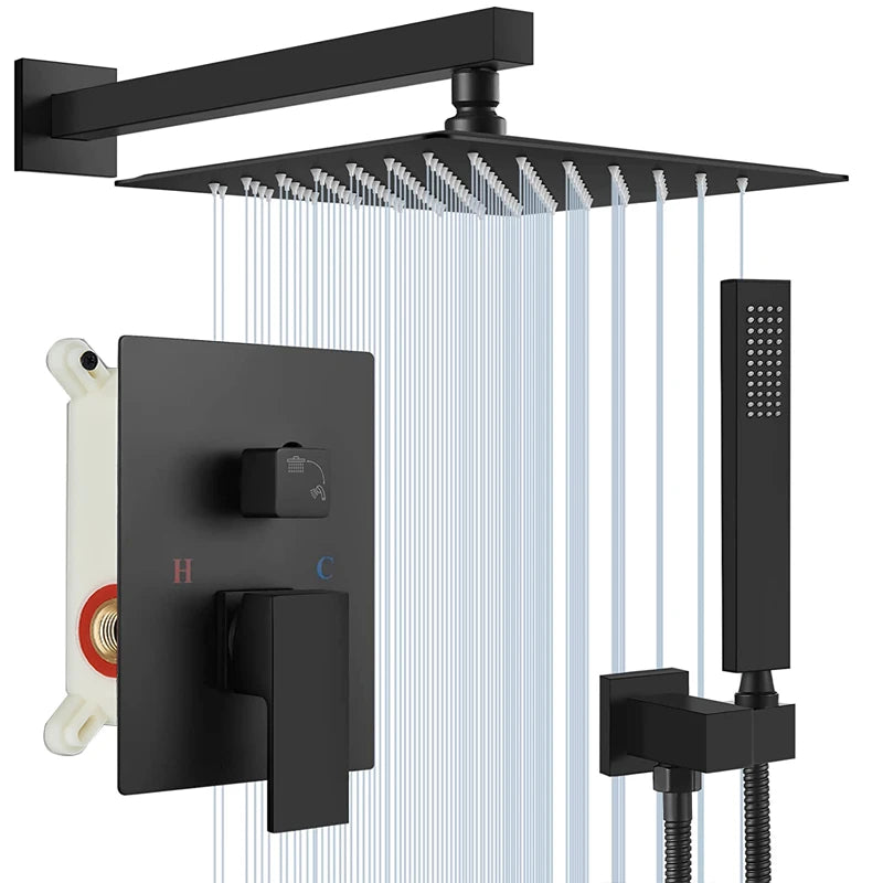 Quyanre Concealed Shower System With Tub Spout Rainfall Faucet