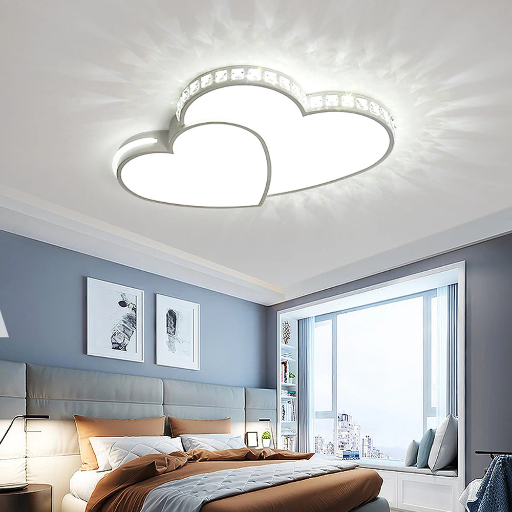 Heart Shape Crystal LED Kids Ceiling Light Flush Mount Lamp
