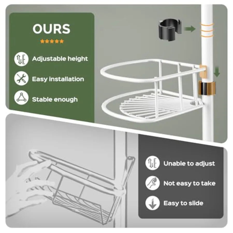 Corner Shower Caddy Tension Pole Organizer Bathroom Storage