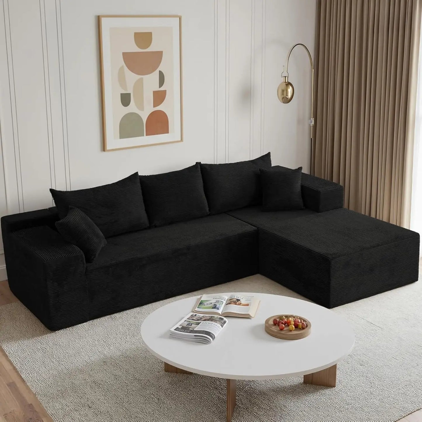 Modern L Shaped Sectional Sofa With Chaise For Living Room