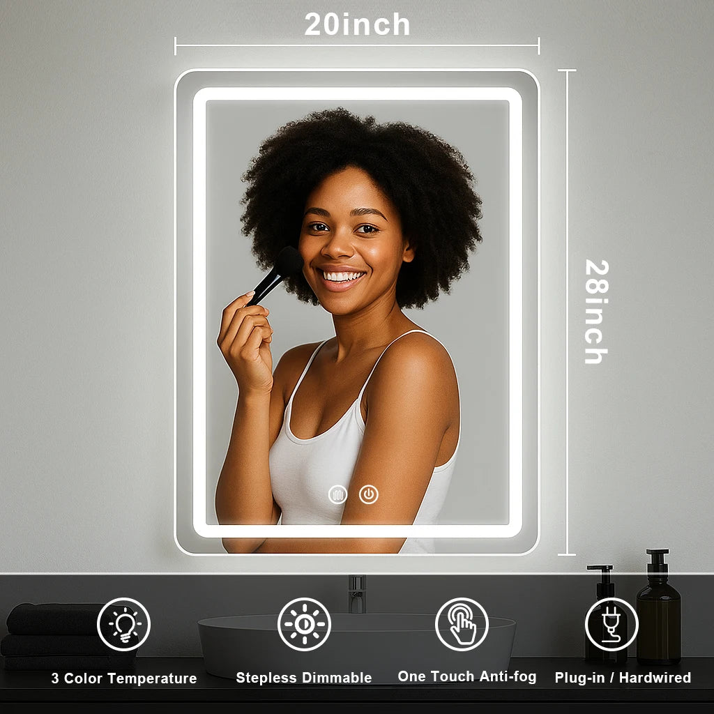 Mygiivovo Led Backlit Fogless Vanity Mirror Wall Mounted With Demister
