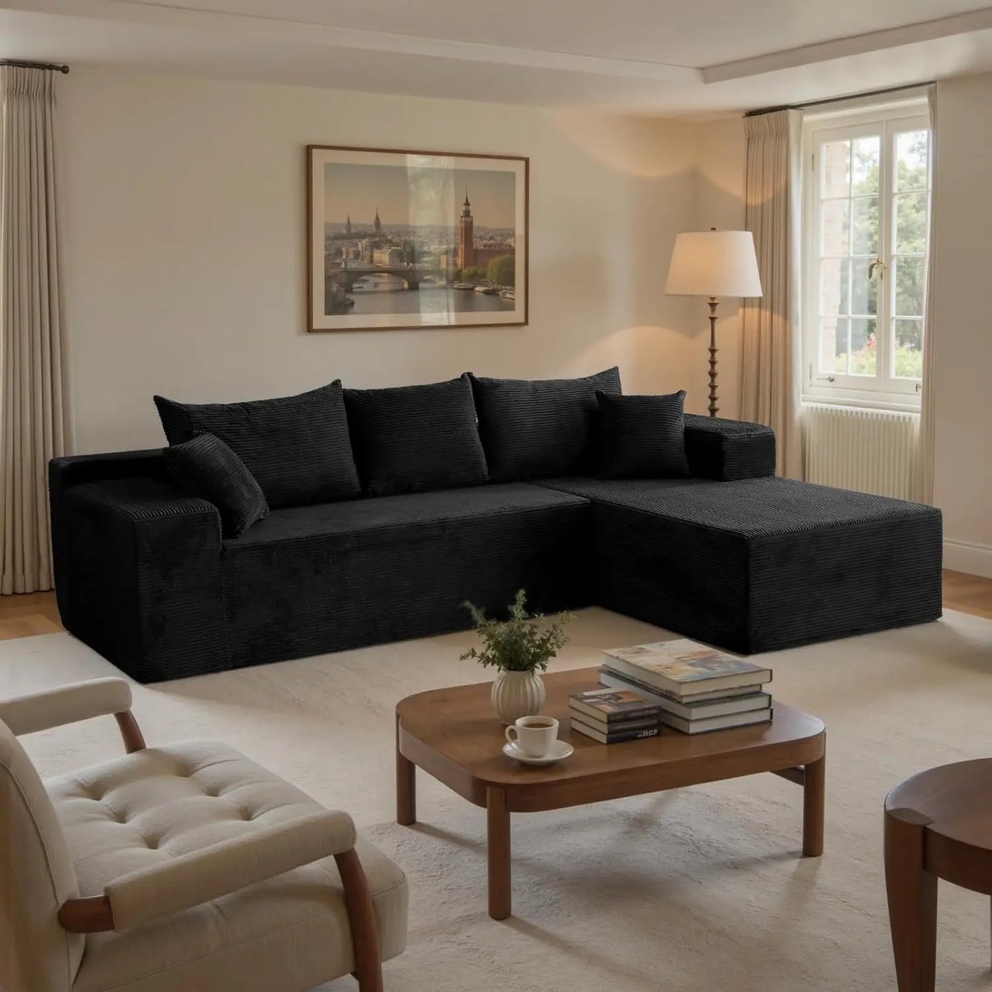 Modern L Shaped Sectional Sofa With Chaise For Living Room
