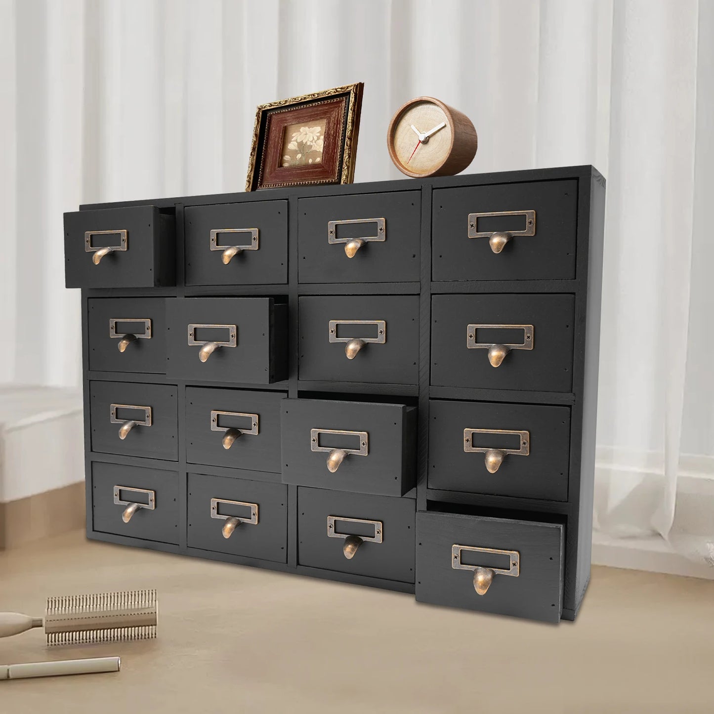 16-Drawer Apothecary Cabinet for Herb Storage and Organization
