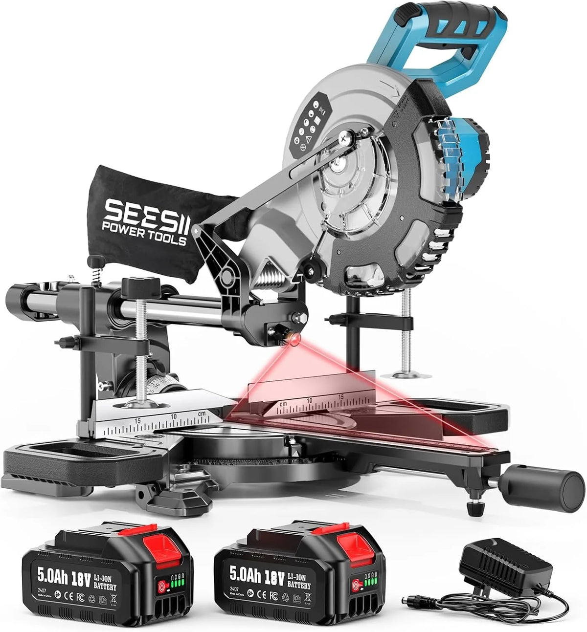 Seesii Cordless Sliding Compound Miter Saw With Laser Guide