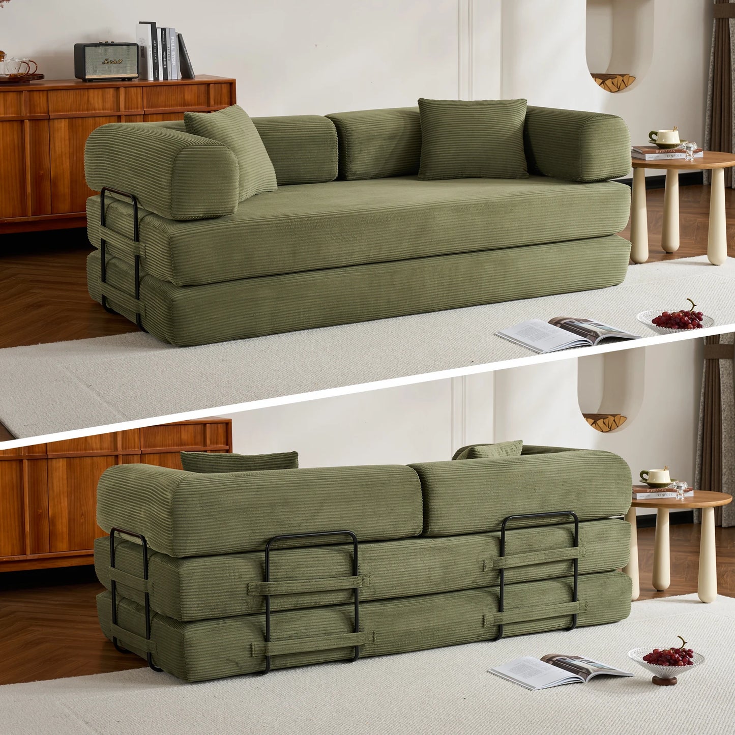 THOLASIS Folding Convertible Sofa Bed Futon for Small Spaces