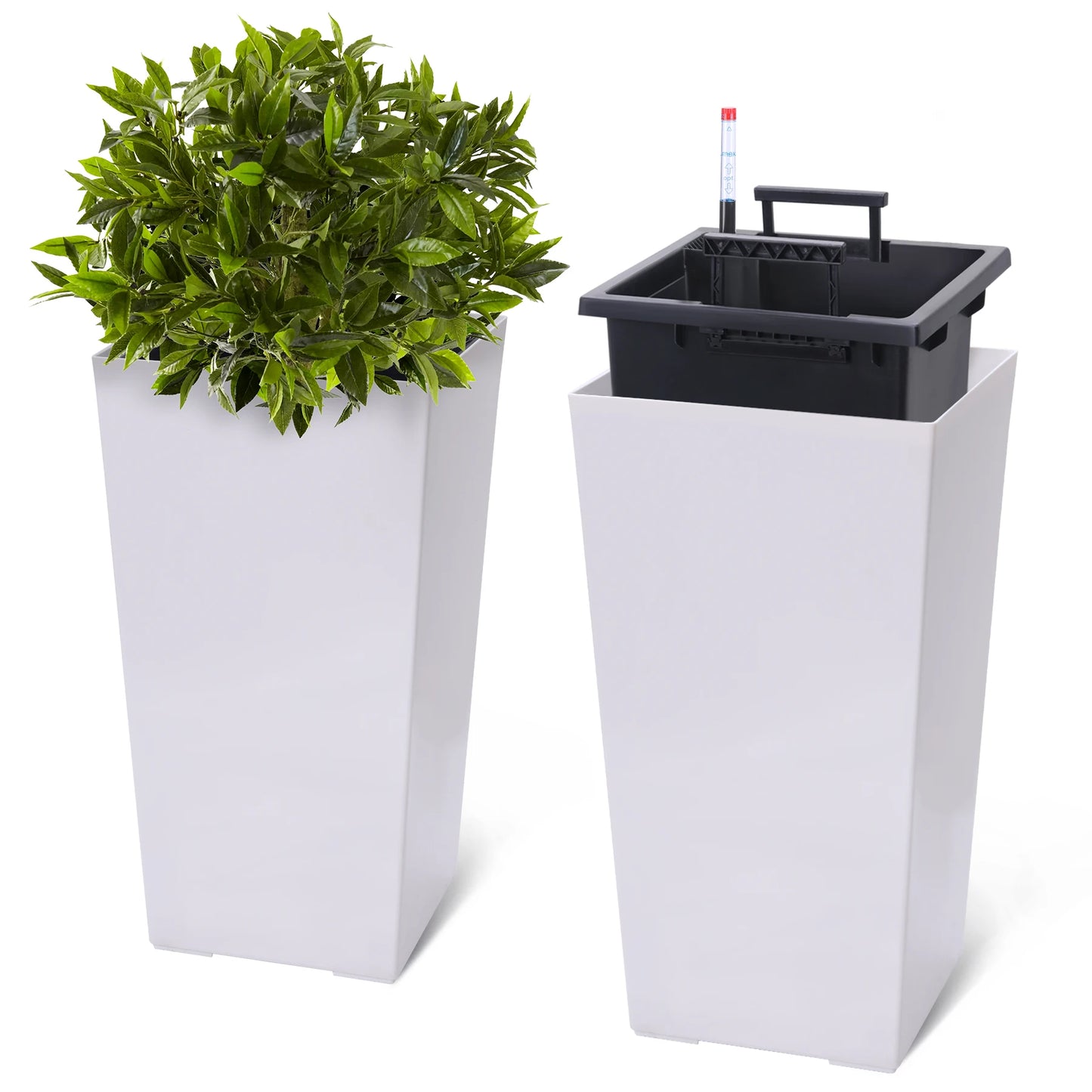 HobbyLane Indoor Outdoor Taper Planter With Shelf Insert Plastic