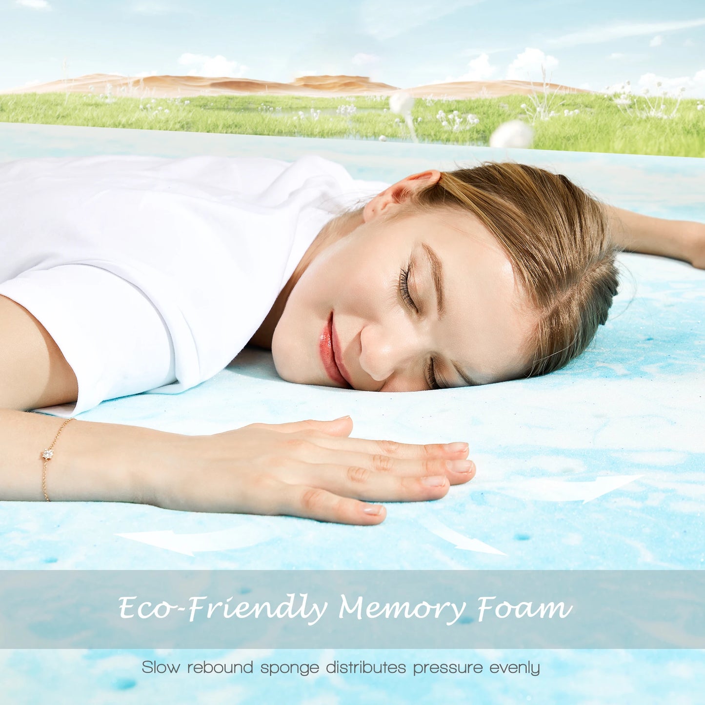 JHK Gel Memory Foam Mattress Topper With Cooling CertiPUR US