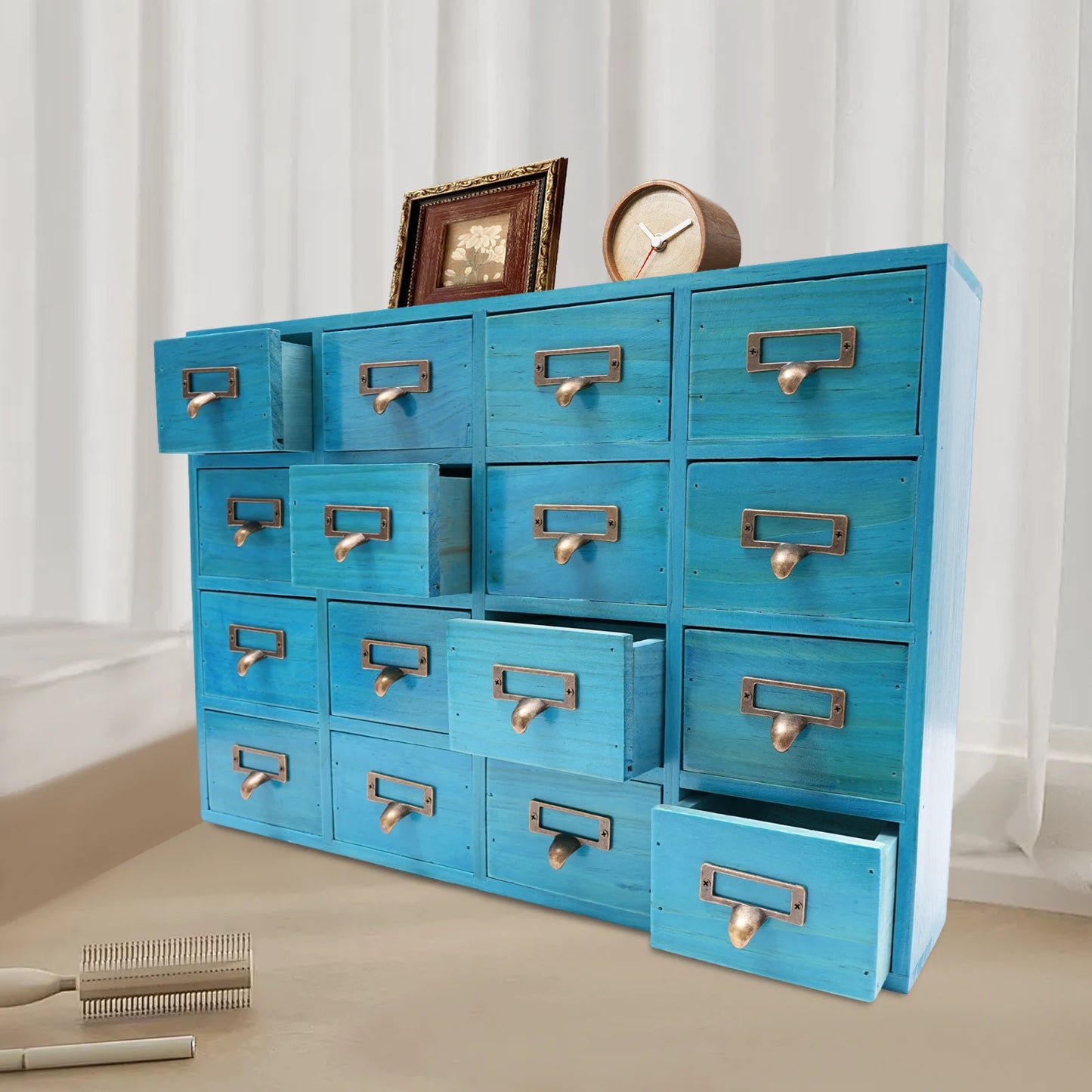 16-Drawer Apothecary Cabinet for Herb Storage and Organization