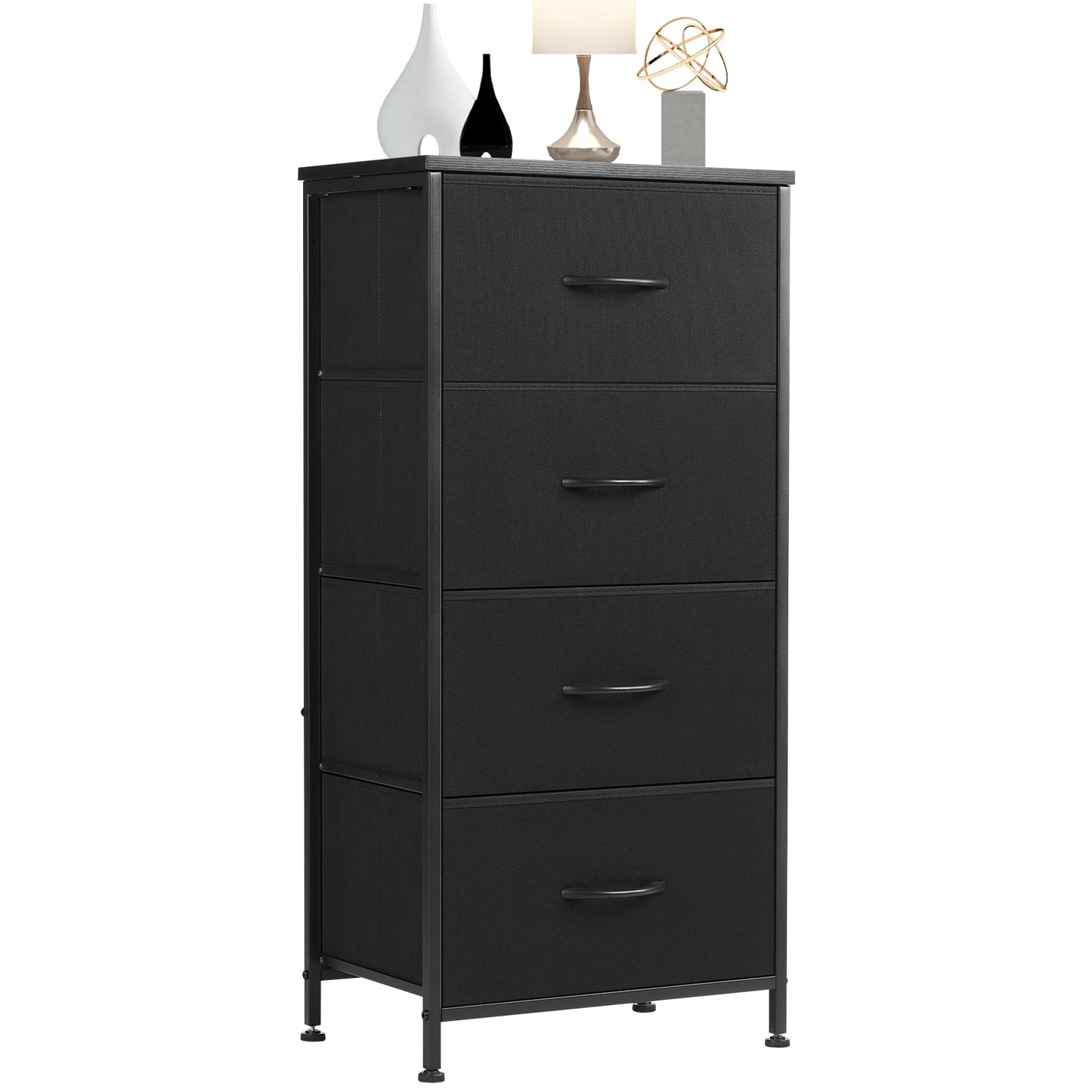 JHK Dresser With Fabric Drawers And Wardrobe Steel Frame
