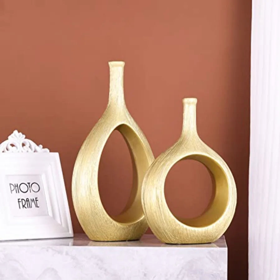 Ceramic Vase Set Modern Hollow Circle Vases Home Decor