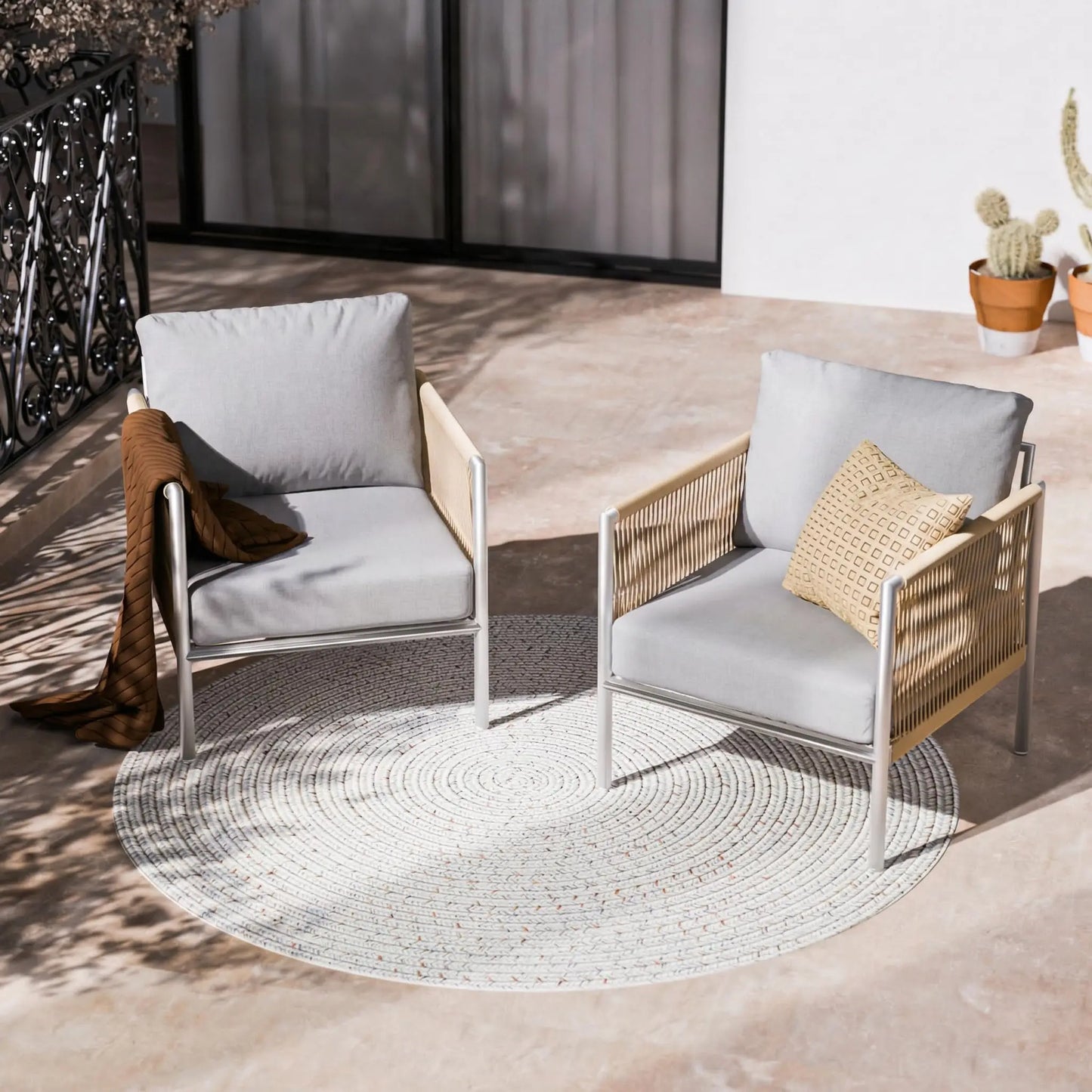 ZANDOR Aluminum Outdoor Patio Conversation Set 5 Piece Coffee Table