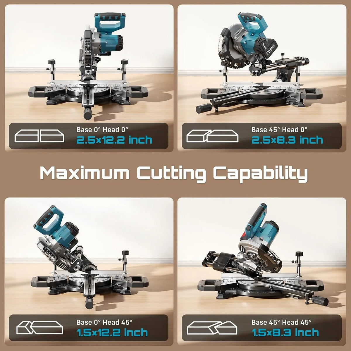Seesii Cordless Sliding Compound Miter Saw With Laser Guide