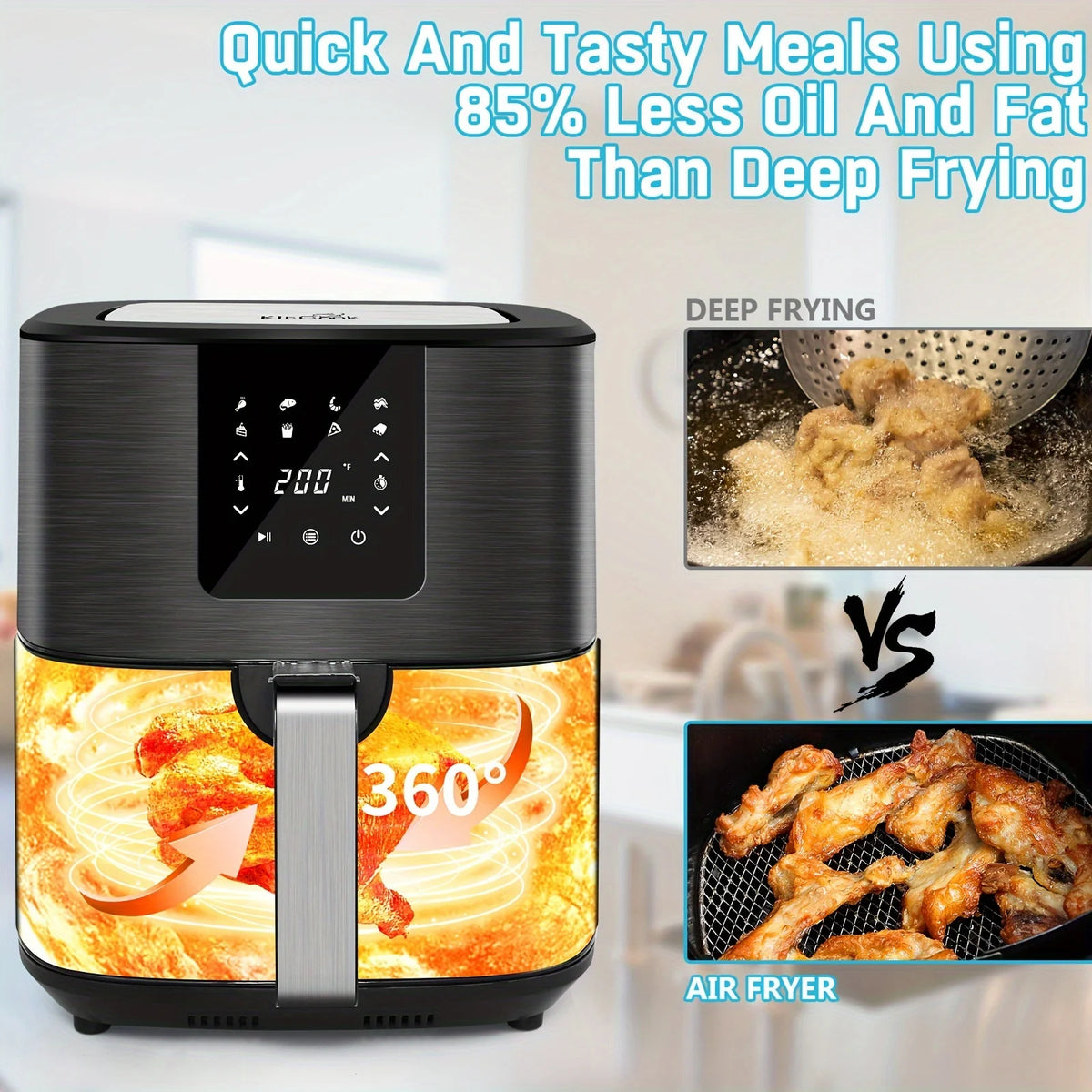 KitCook Digital Air Fryer With Touchscreen And Eight Cooking Presets