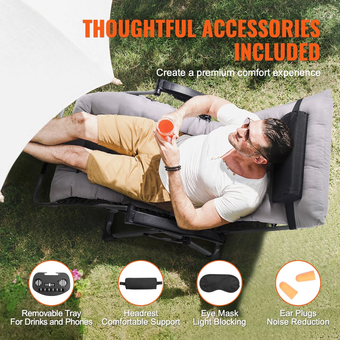 SucceBuy Zero Gravity Chair Lounge Recliner With Cupholder And Footrest