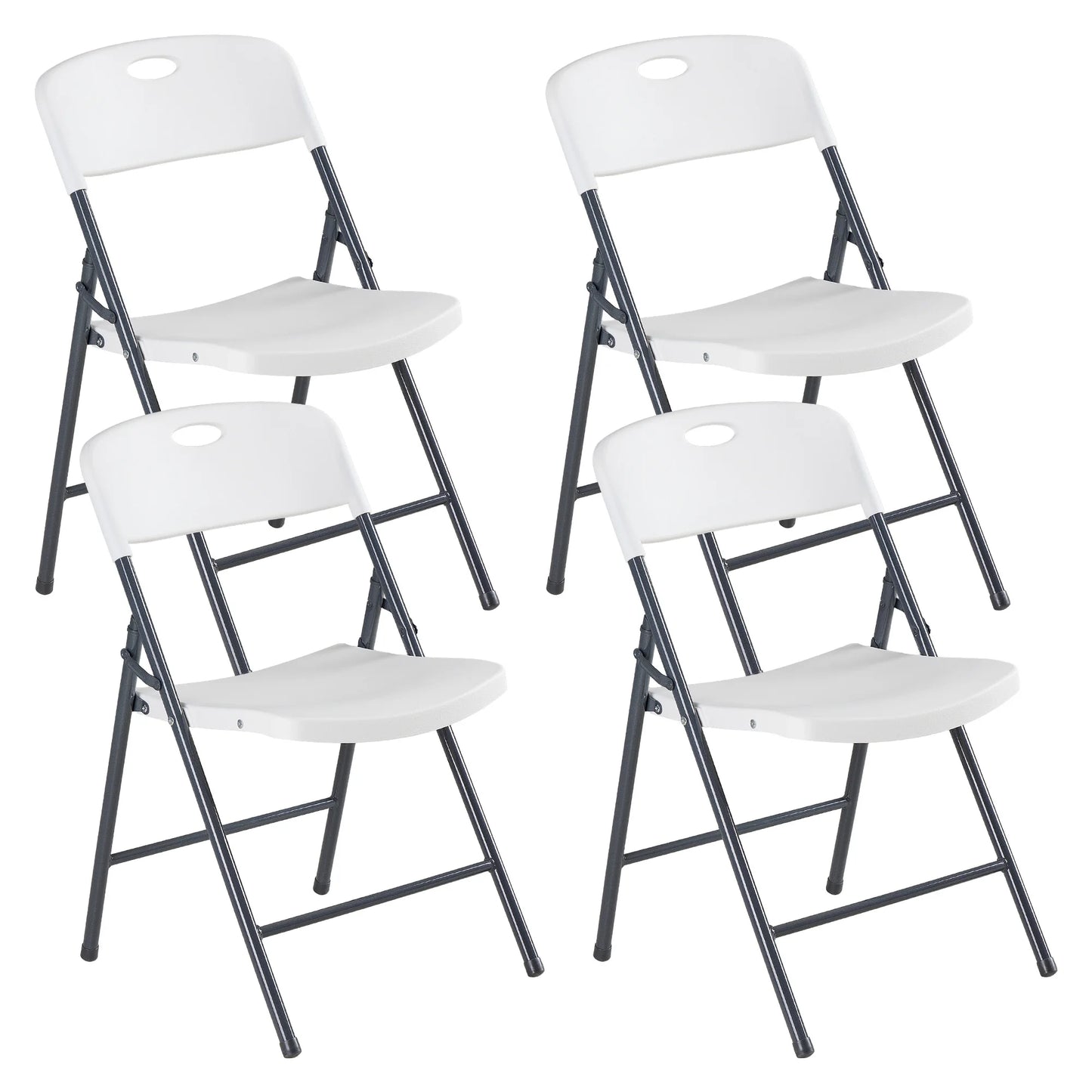 JHK Stackable Folding Chairs Plastic Ergonomic Back Heavy Duty Home