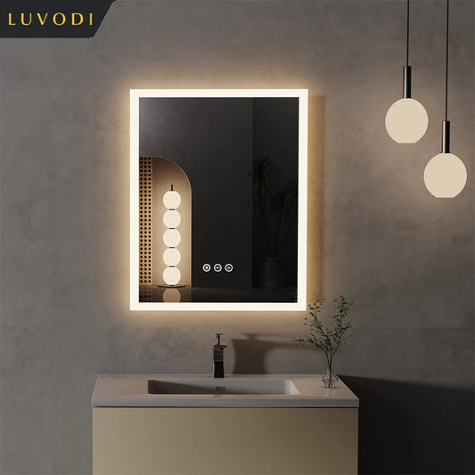LUVODI Smart Touch LED Bathroom Vanity Mirror With Dimmable Defogger