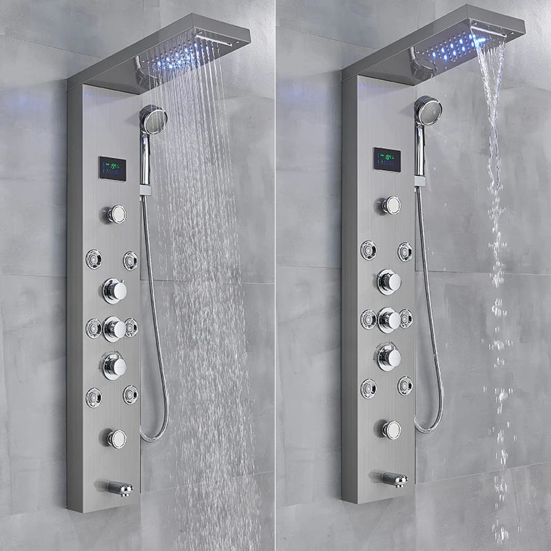 Wanmivezlo LED Bath Shower Faucet Set With Rainfall Panel System