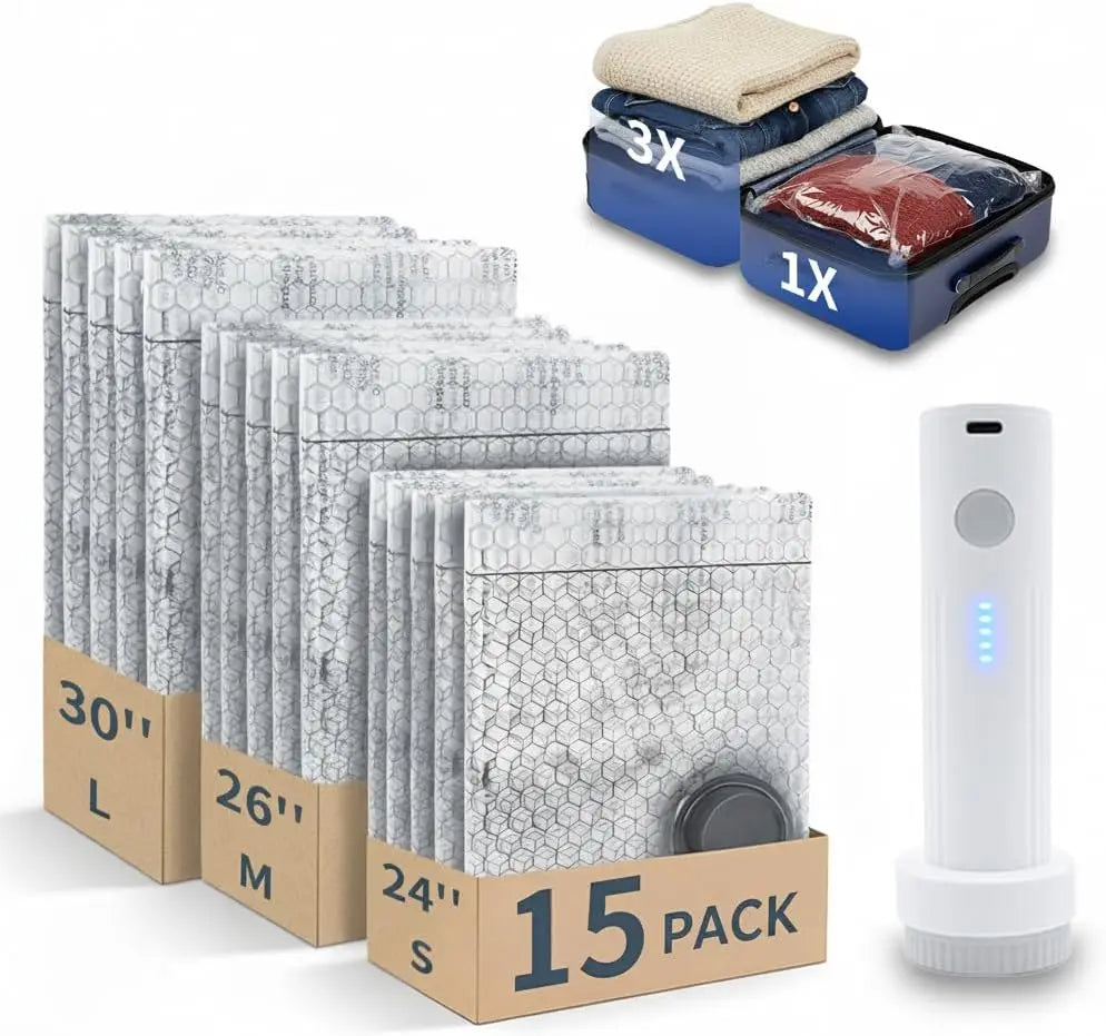 Rechargeable Air Pump Vacuum Storage Bags For Travel And Home