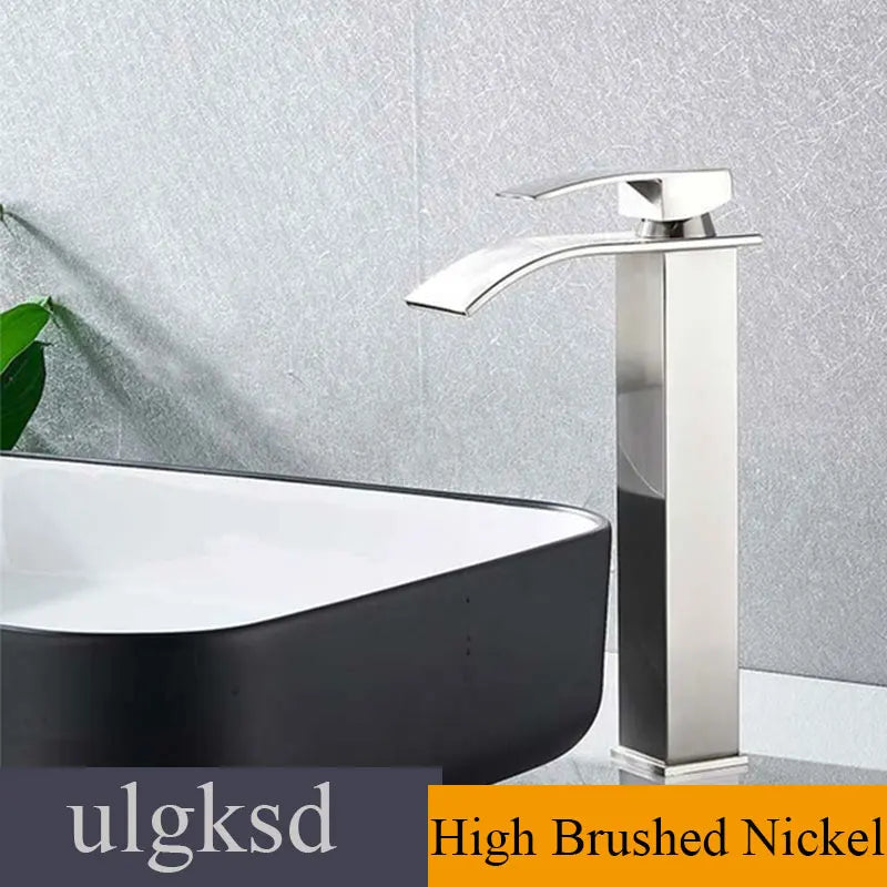 ulgksd Waterfall Bathroom Basin Sink Faucet Single Handle Hot And Cold Mixer