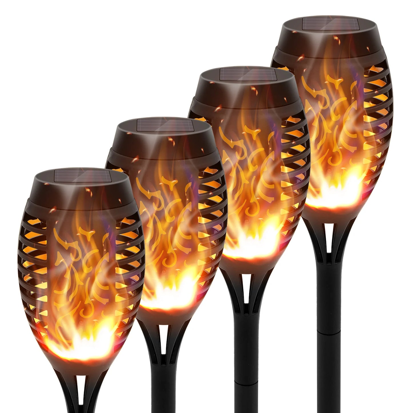 Solar Flame Torch Lights LED Flicker for Outdoor Lawn Pathway