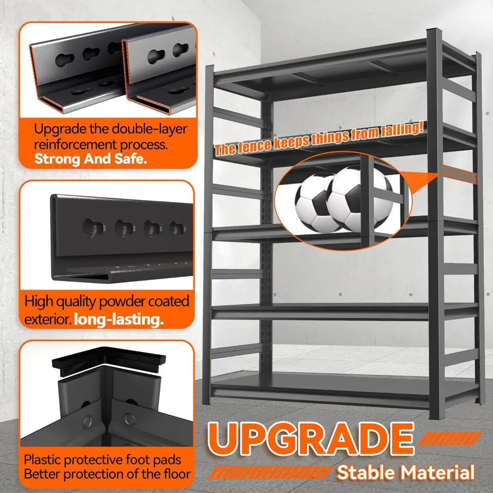 Heavy Duty Garage Shelving System With 5 Tier Adjustable Racks