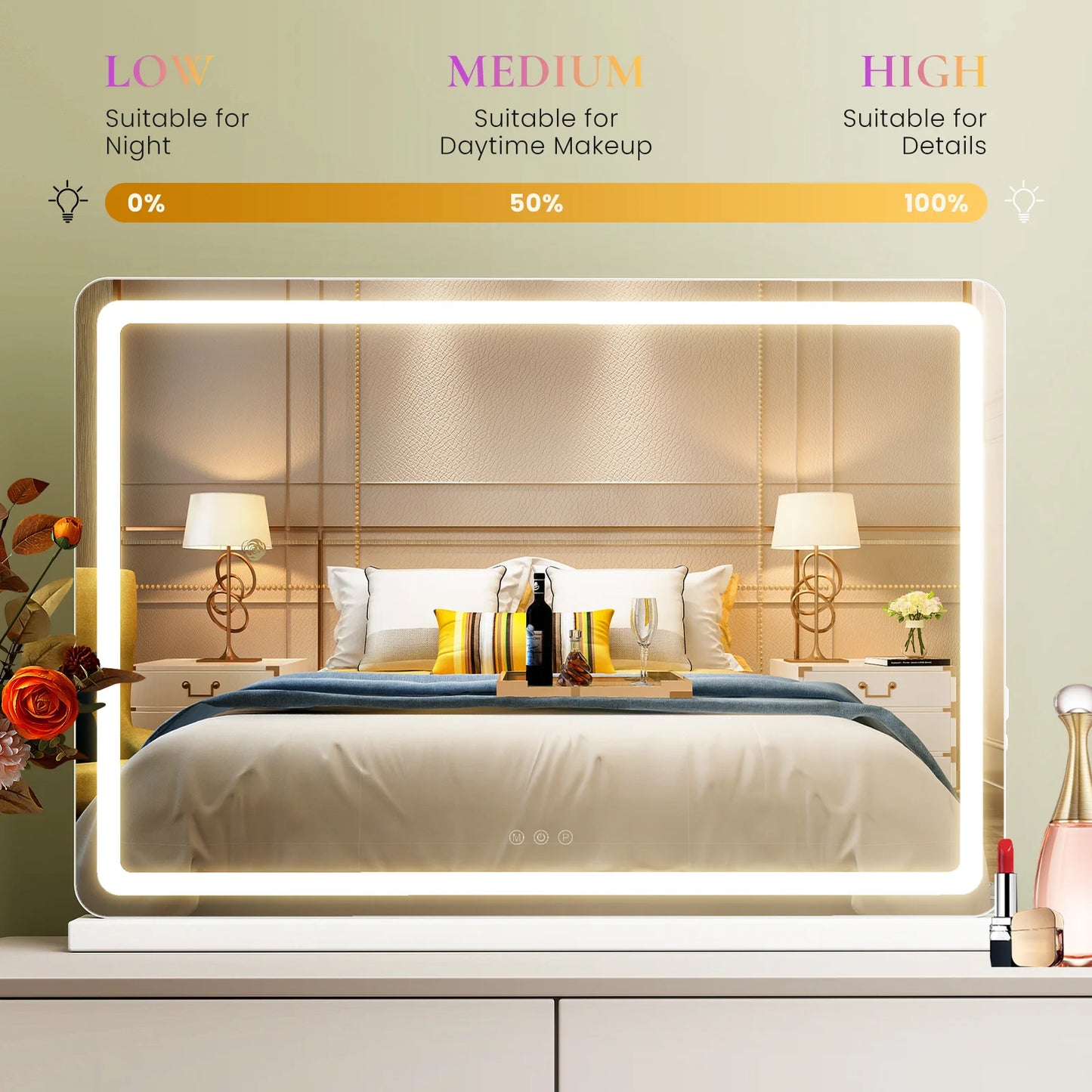 JHK LED Vanity Mirror With Dimmable Lights And Memory
