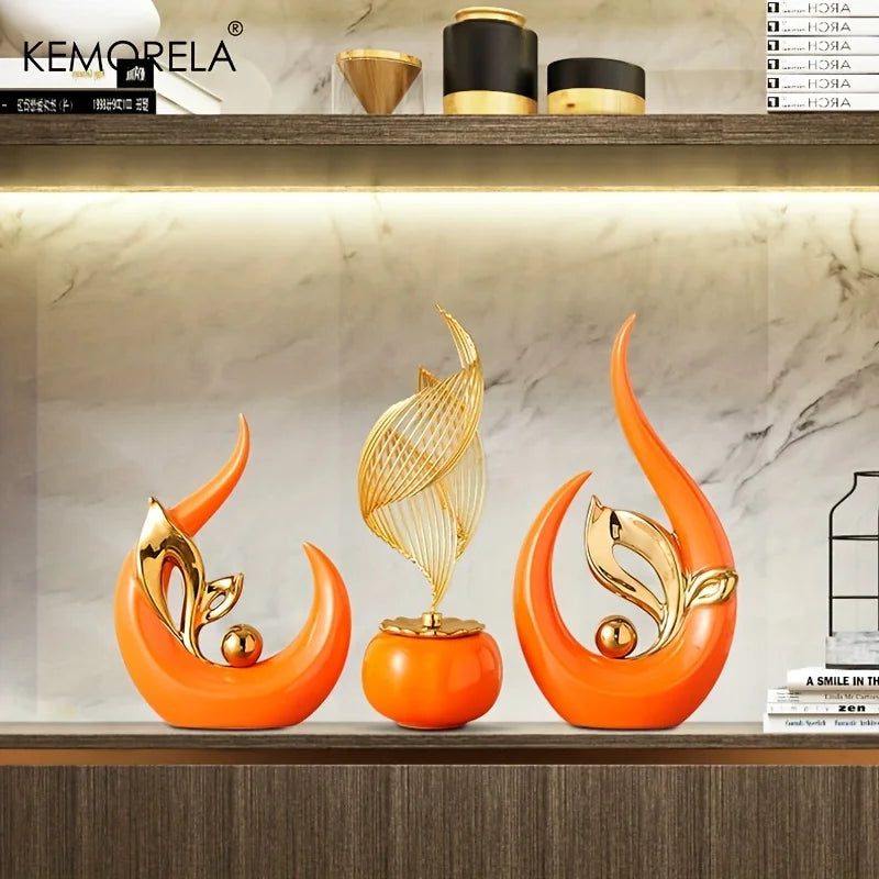 KEMORELA Ceramic Statue Nordic Creative Light Luxury Home Decor Figurine