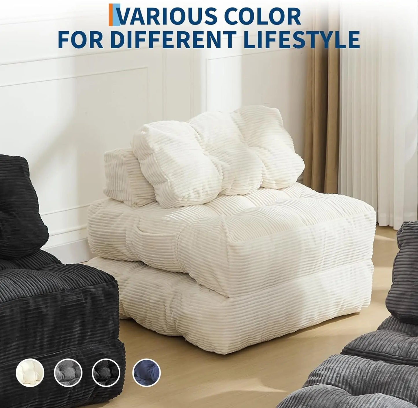 HiMISSCN 3 In 1 Folding Sofa Bed With Back Support