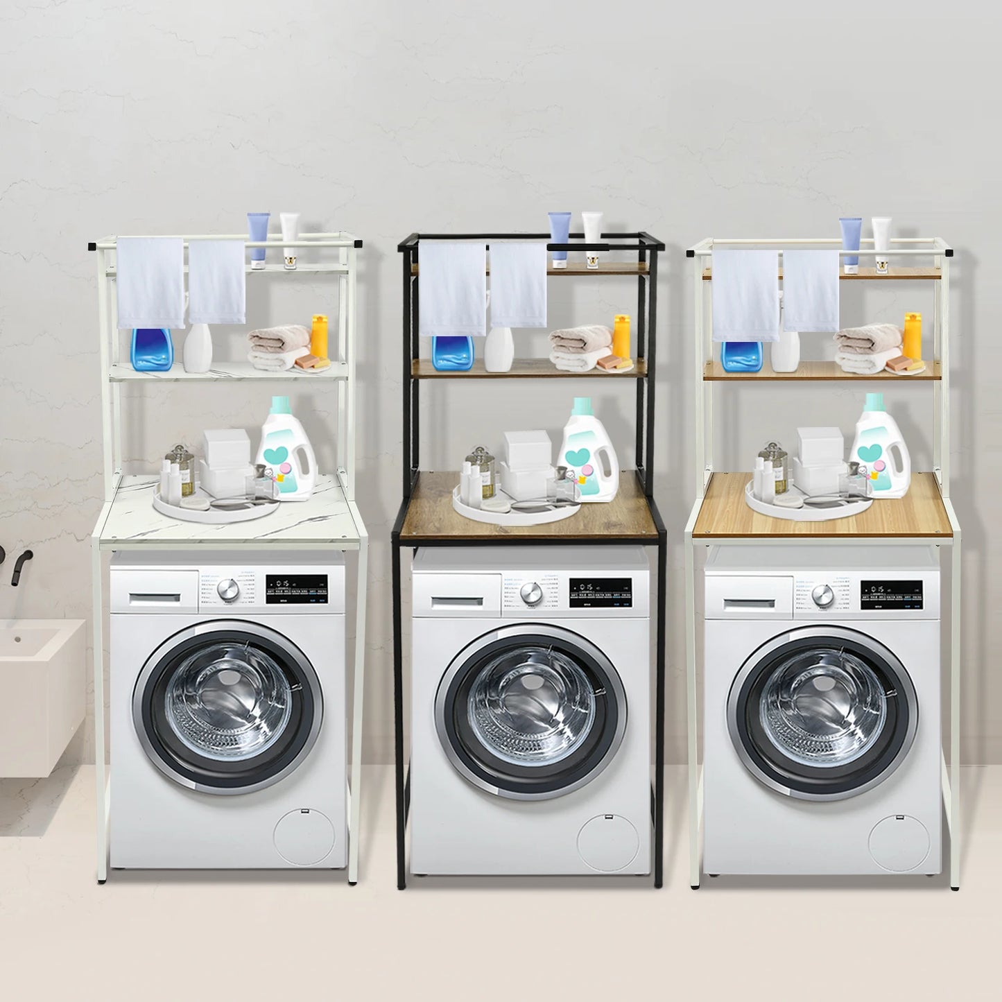 Bymaocar 3 Tier Washing Machine Storage Rack Laundry Organizer