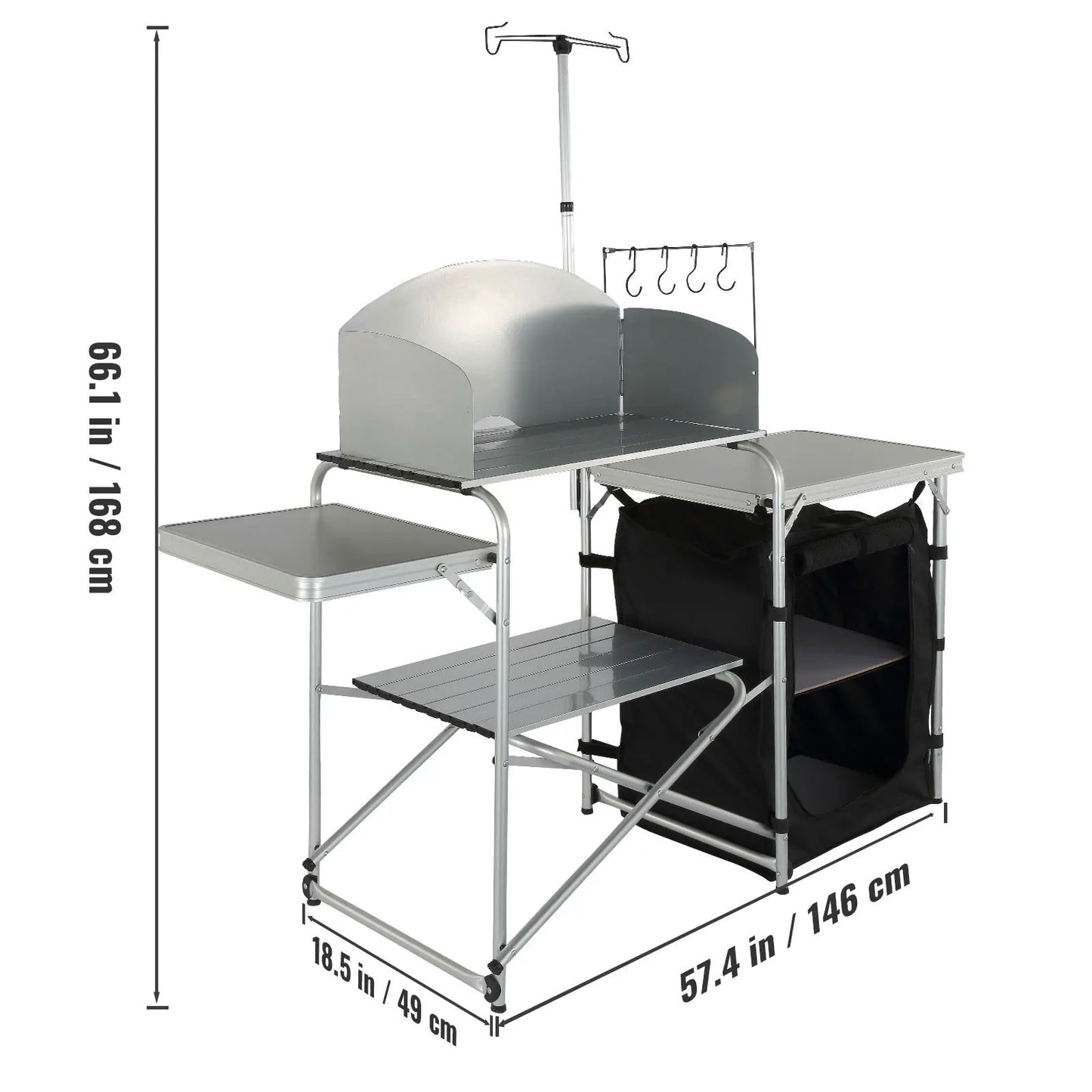 SucceBuy Foldable Camping Outdoor Kitchen Table And Storage Rack